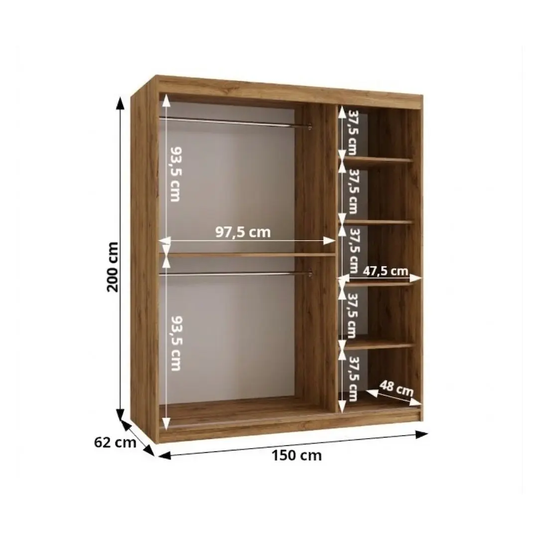 Asved Sliding Door Wardrobe 150cm - Image 10