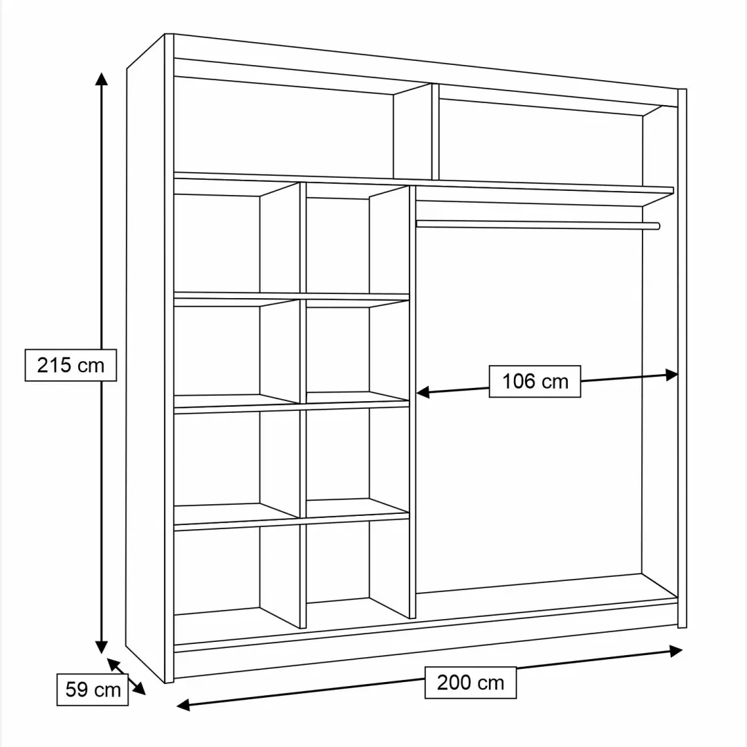 Avantgarde AV4 Sliding Door Wardrobe 200cm - Image 4