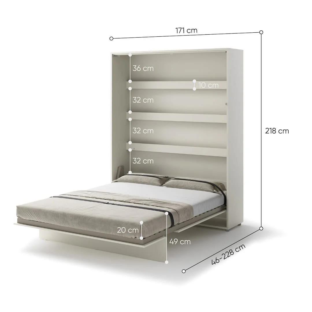 BC-12 Vertical Wall Bed Concept 160cm With Storage Cabinets and LED - Image 31