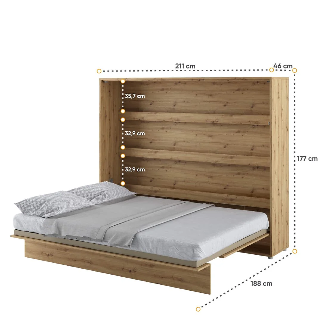 BC-14 Horizontal Wall Bed Concept 160cm With Storage Cabinet - Image 24