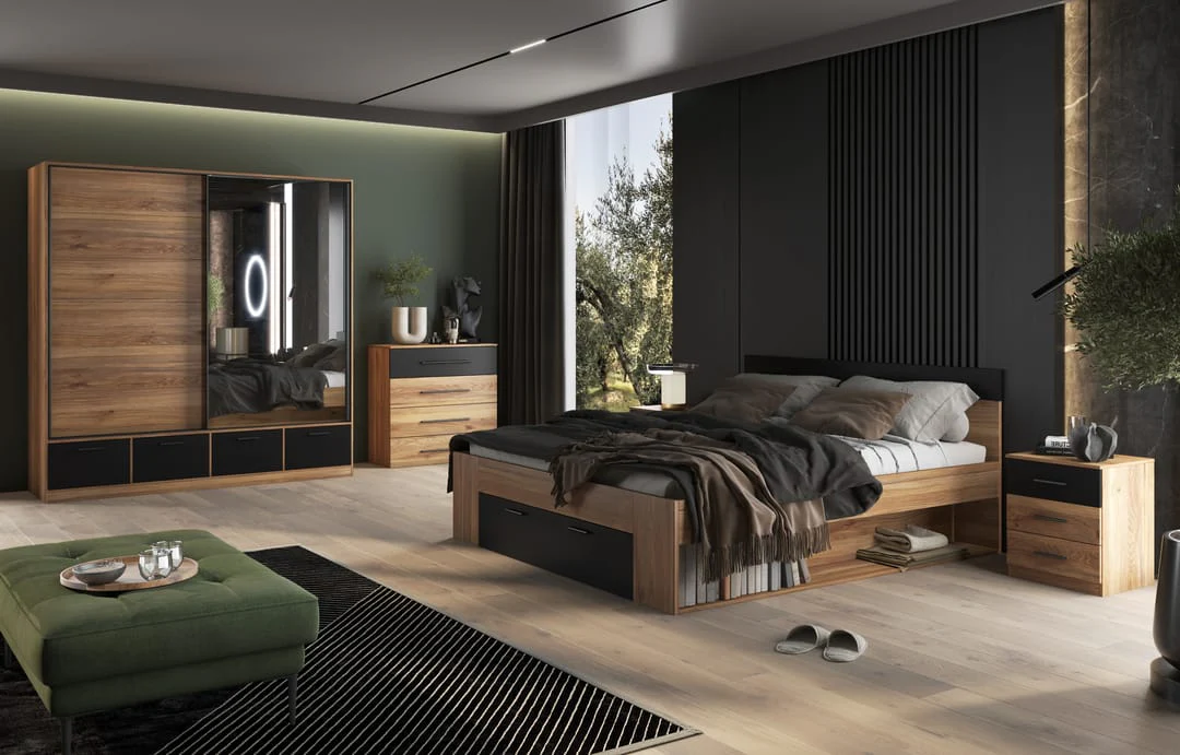 Beta Bedside Cabinet 46cm [Oak Mauvella] - Image 4