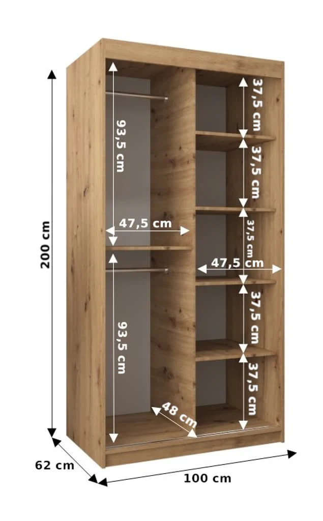 Boliwia Sliding Door Wardrobe 100cm - Image 5