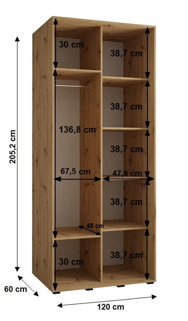 Cannes I Sliding Door Wardrobe 120cm - Image 7