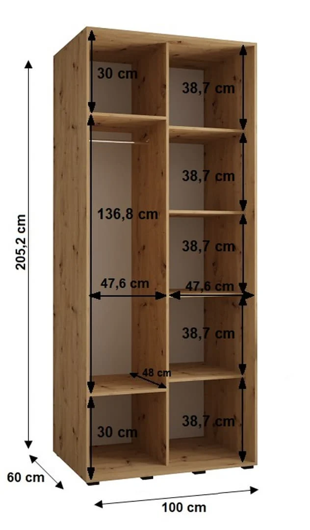 Cannes III Sliding Door Wardrobe 100cm - Image 7