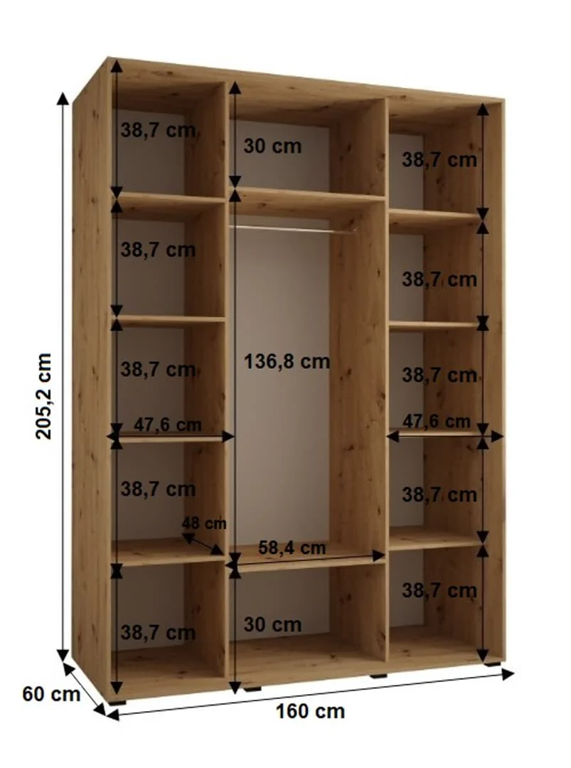 Cannes XII Sliding Door Wardrobe 160cm - Image 7