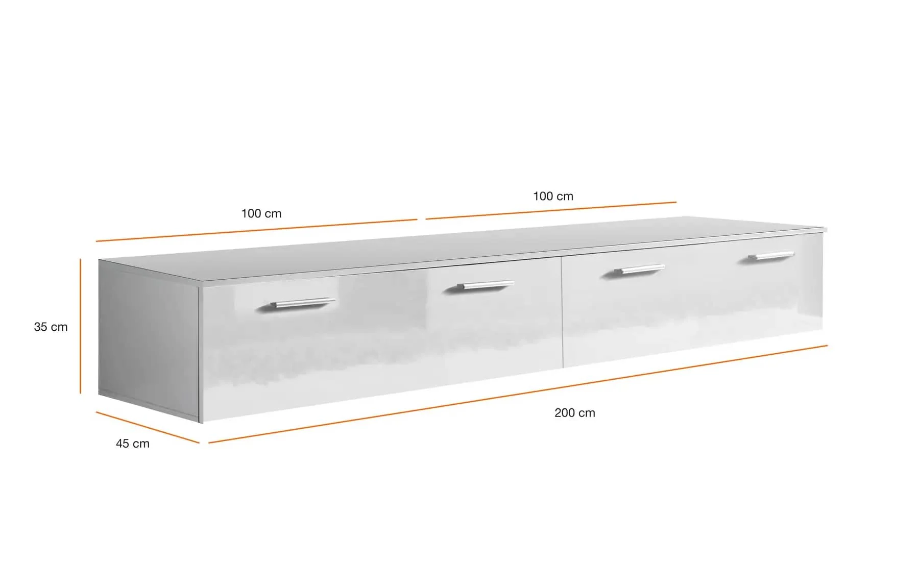 Duo TV Cabinet in White and Black Gloss - Image 2