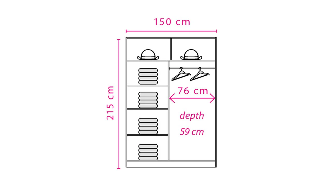 Effect 2 Sliding Door Wardrobe 150cm - Image 2