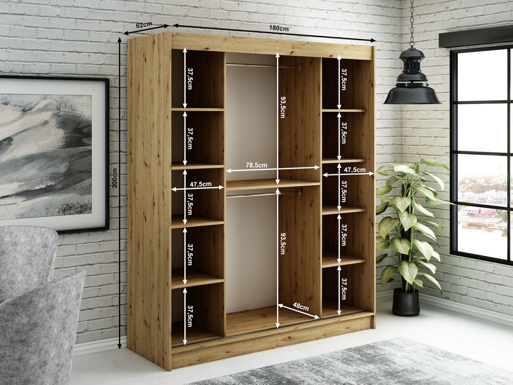 Leto T Sliding Door Wardrobe 180cm - Image 4