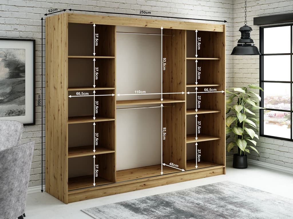 Leto T1 Sliding Door Wardrobe 250cm - Image 5