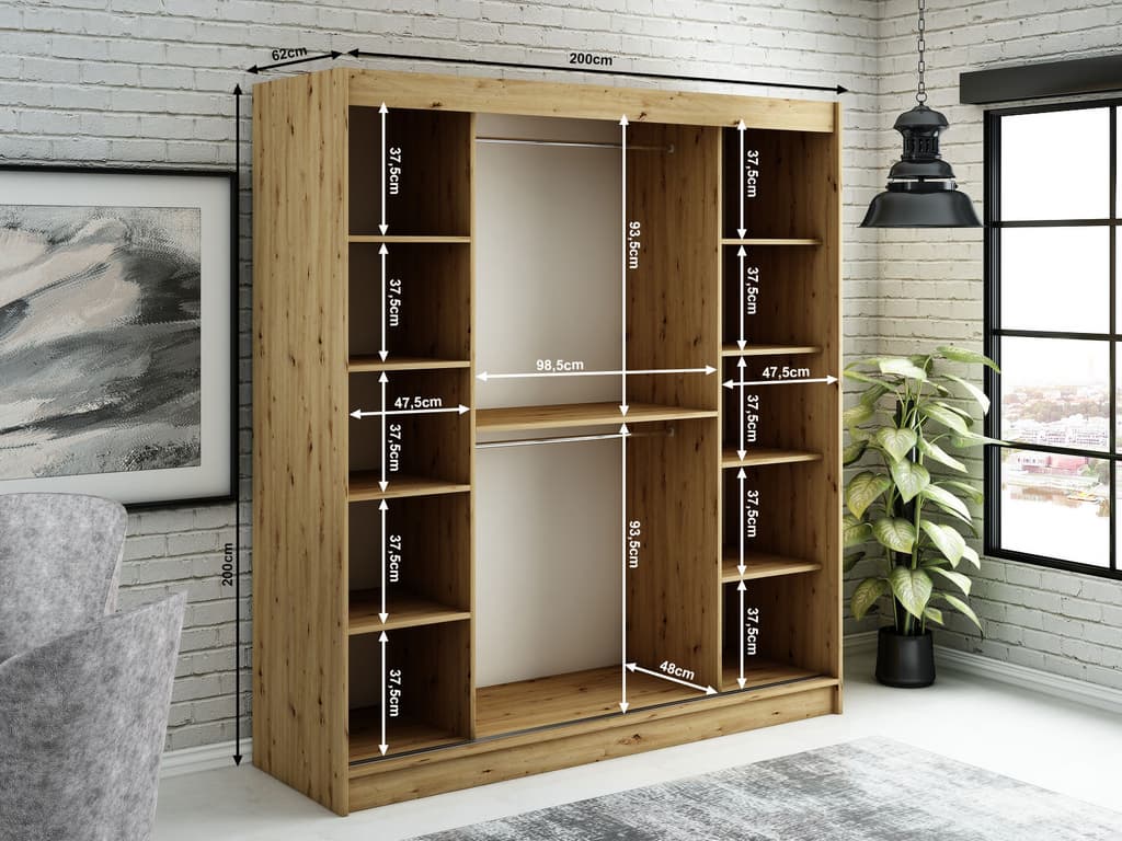 Leto V2 Sliding Door Wardrobe 200cm - Image 4