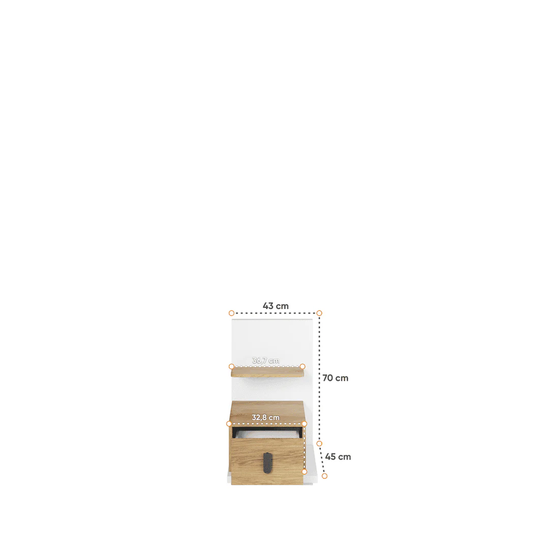 Massi MS-08 Bedside Table 43cm - Image 6