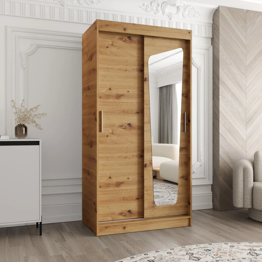 Moka Sliding Door Wardrobe 100cm - Image 6