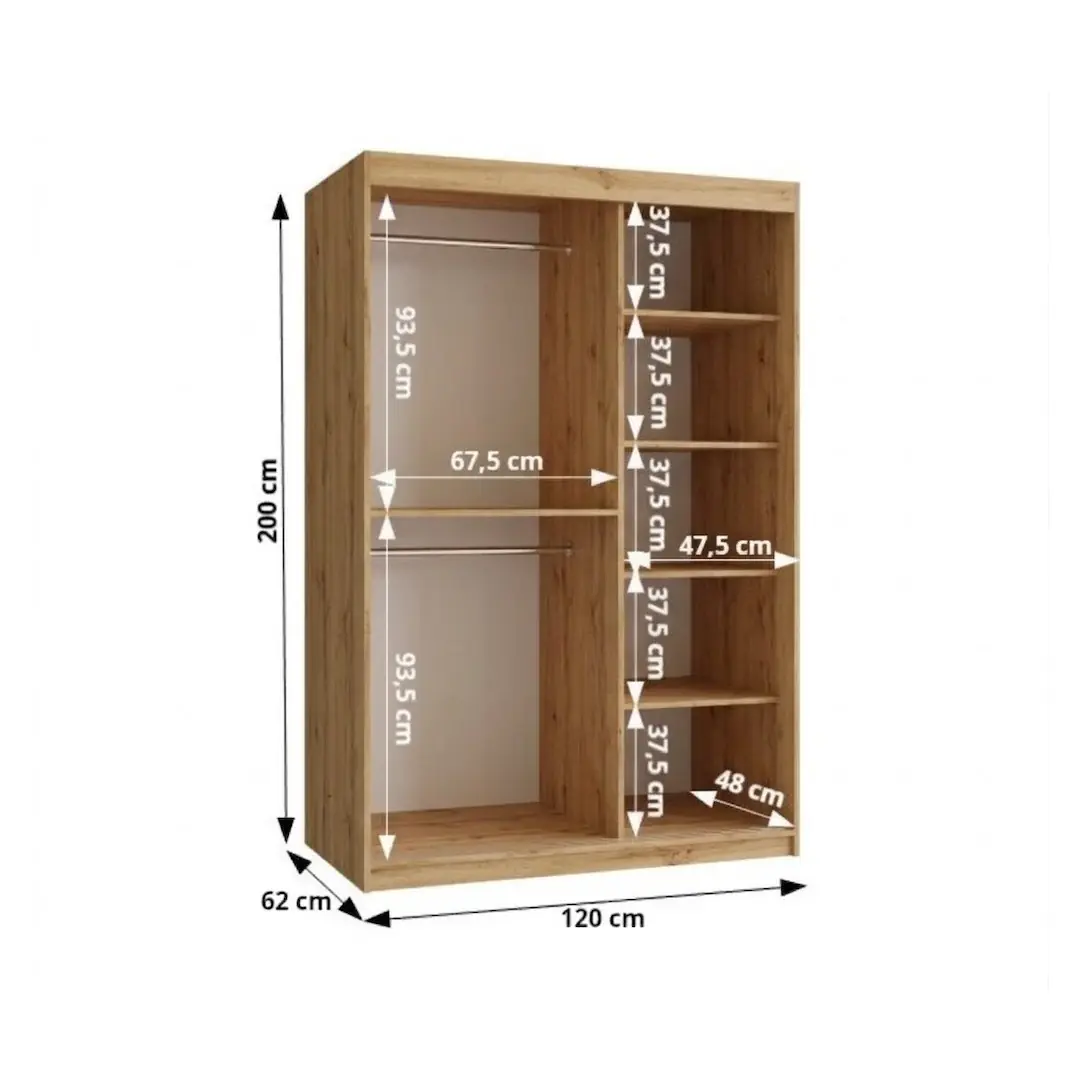 Moka Sliding Door Wardrobe 120cm - Image 5
