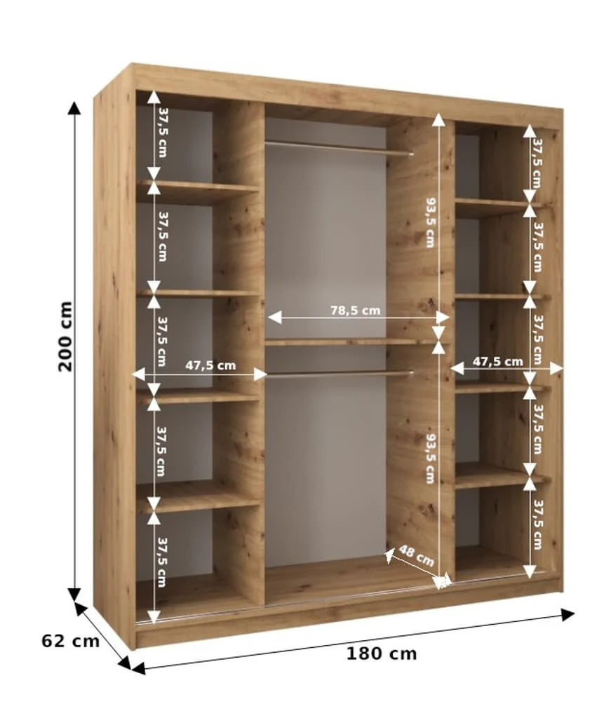 Morocco Sliding Door Wardrobe 180cm - Image 8