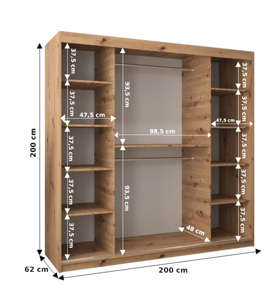 Morocco Sliding Door Wardrobe 200cm - Image 8