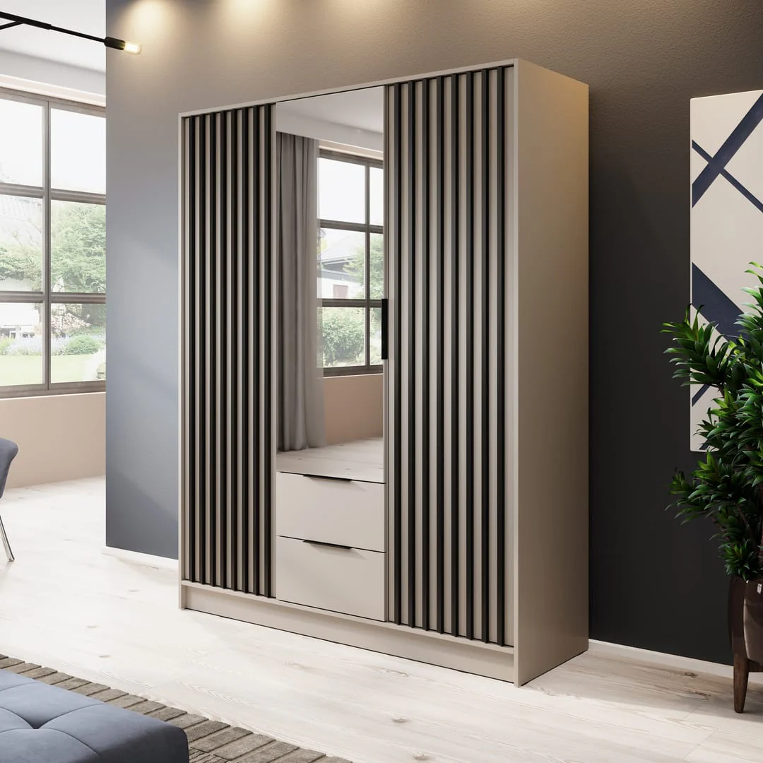 Nelly Hinged Door Wardrobe 155cm [Mirror]