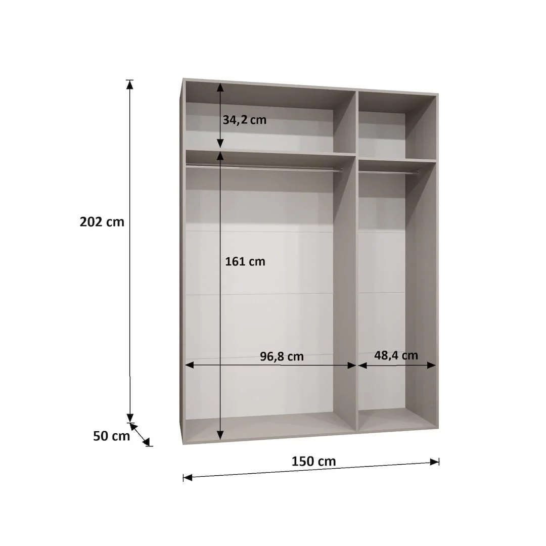 Bari II Hinged Door Wardrobe 150cm - Image 7