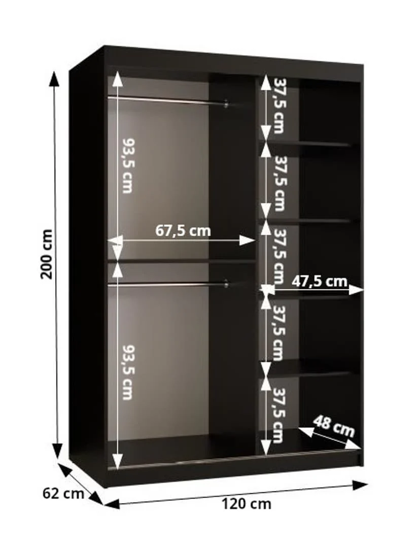 Parma III Sliding Door Wardrobe 120cm - Image 7