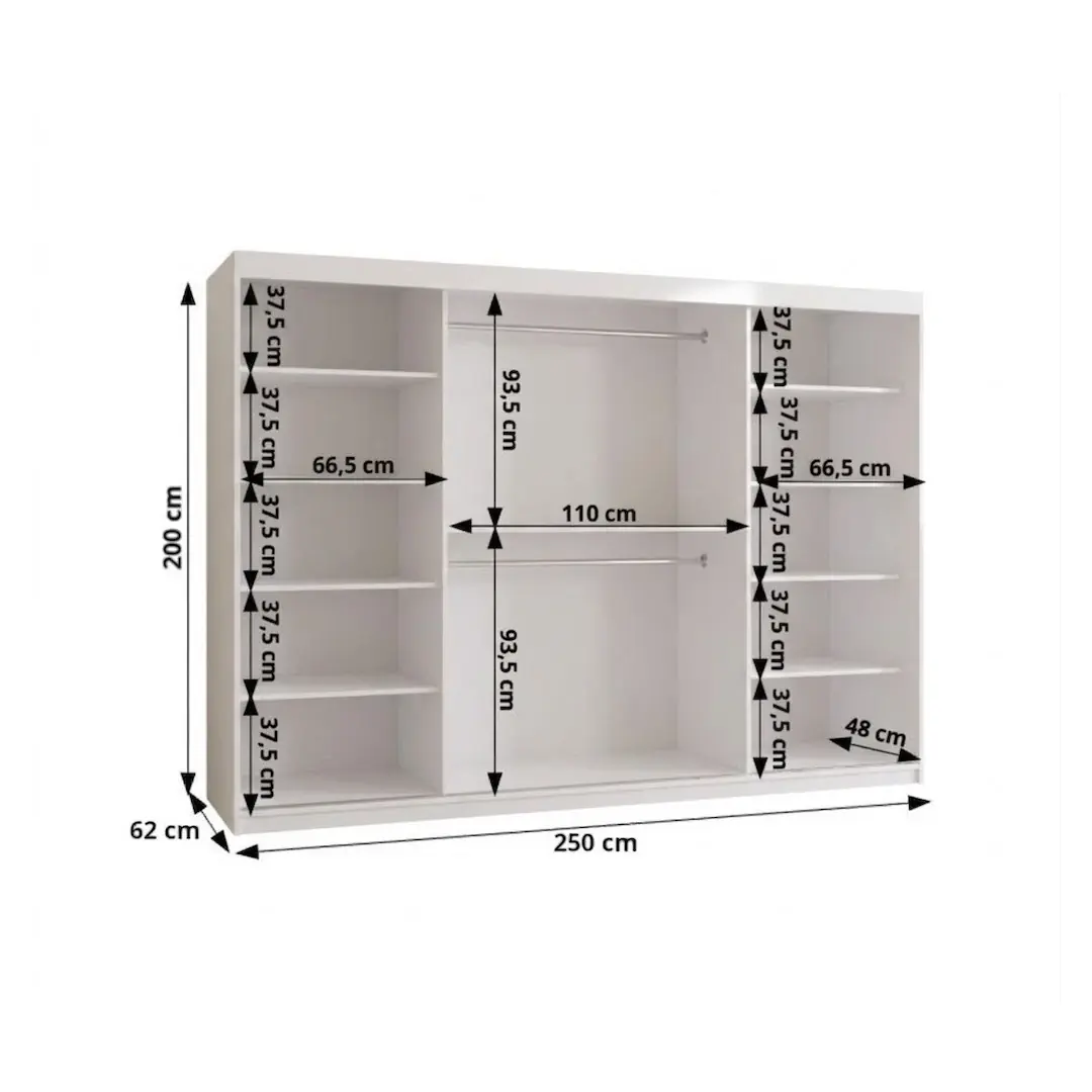 Parma Sliding Door Wardrobe 250cm - Image 5