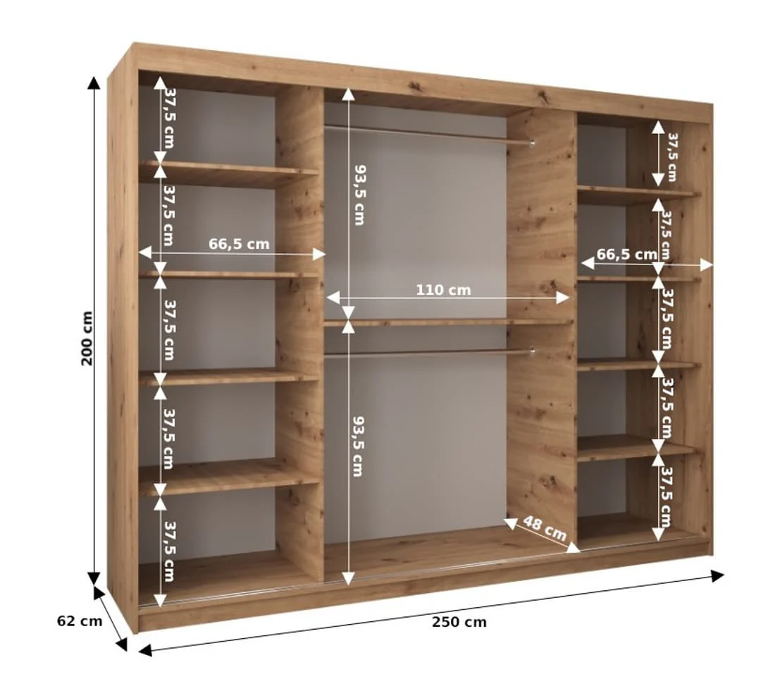 Rhomb Sliding Door Wardrobe 250cm - Image 17