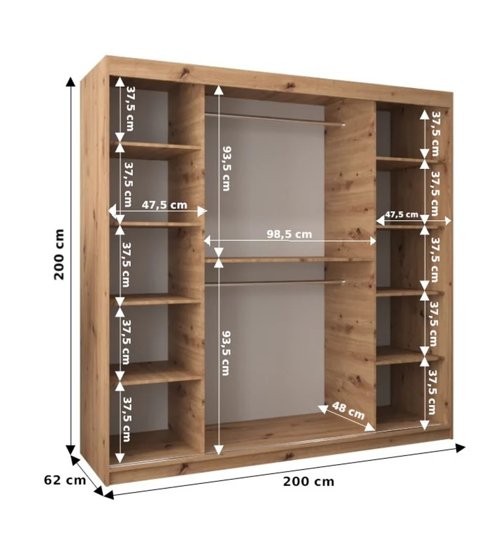 Roma I Sliding Door Wardrobe 200cm - Image 17