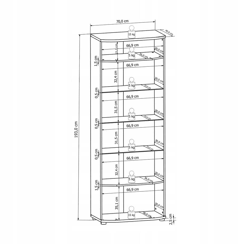 Rondo 10 Tall Display Cabinet 70cm [Concrete Grey] - Image 4