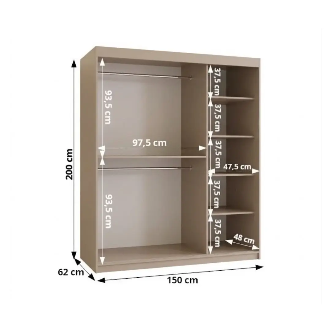 Royal Sliding Door Wardrobe 150cm - Image 20