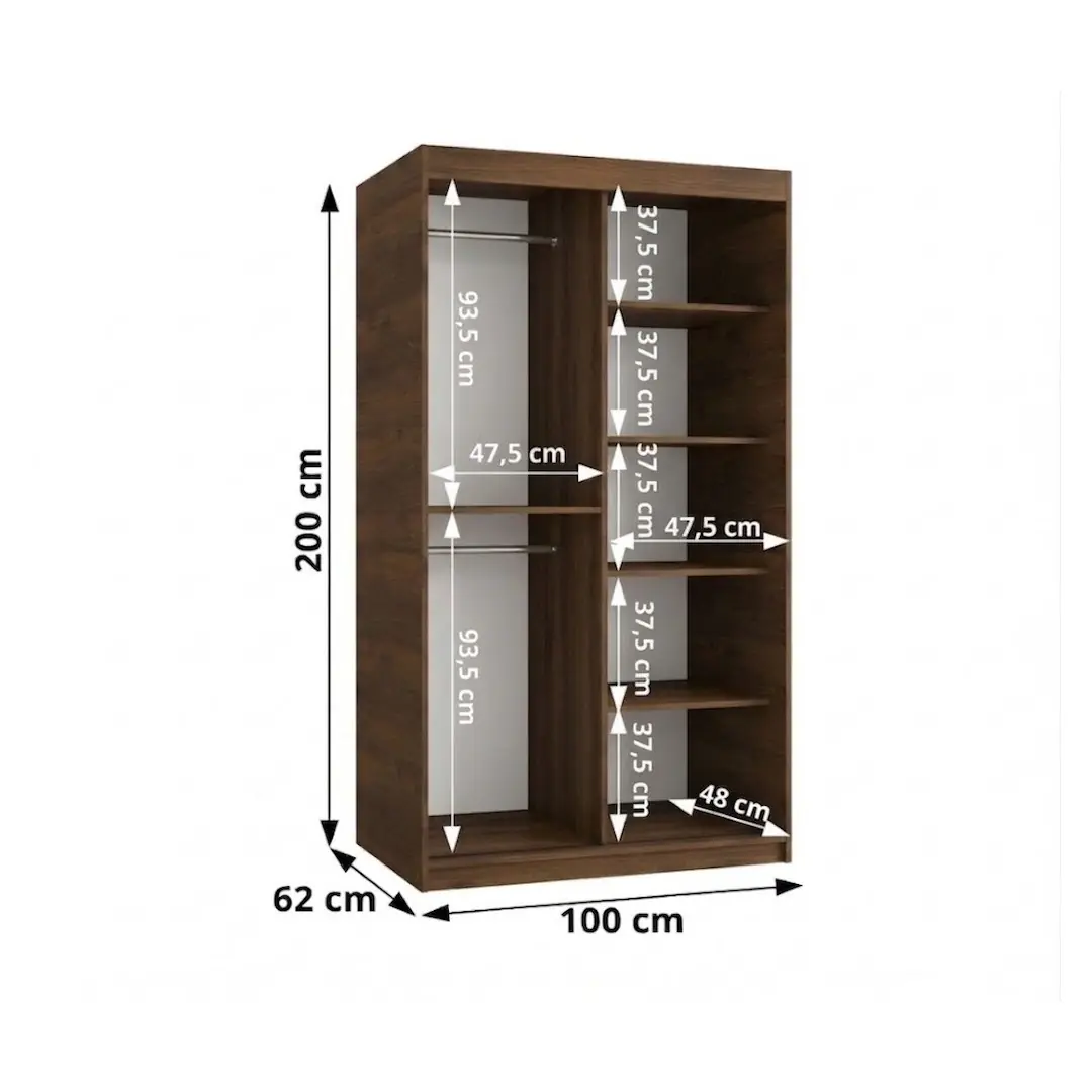 Rubino V1 Sliding Door Wardrobe 100cm - Image 5