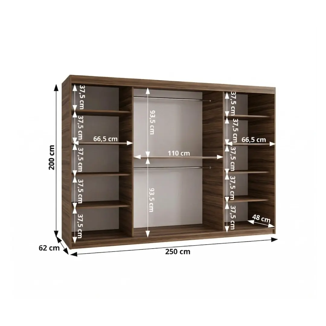 Rubino V4 Sliding Door Wardrobe 250cm - Image 5