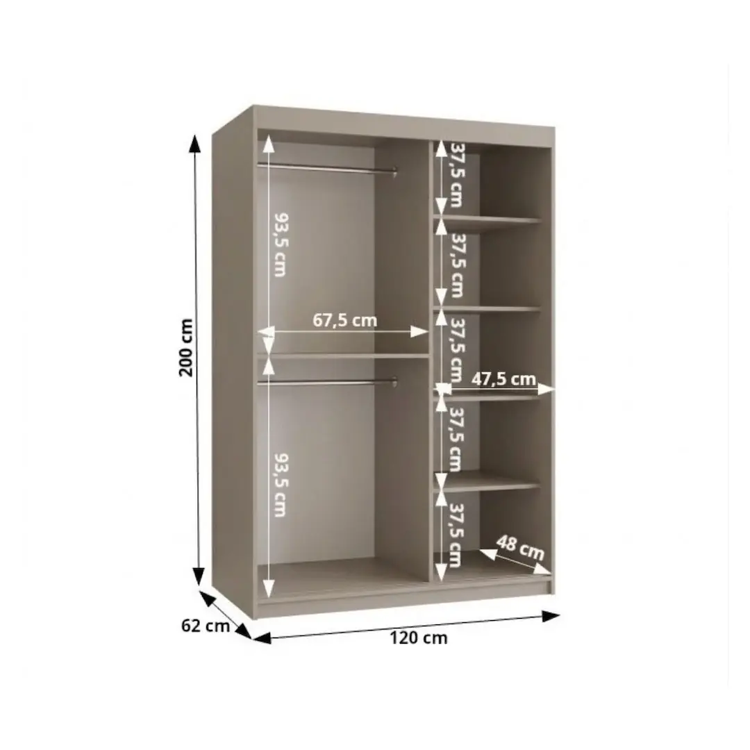 Rubino Y Sliding Door Wardrobe 120cm - Image 10