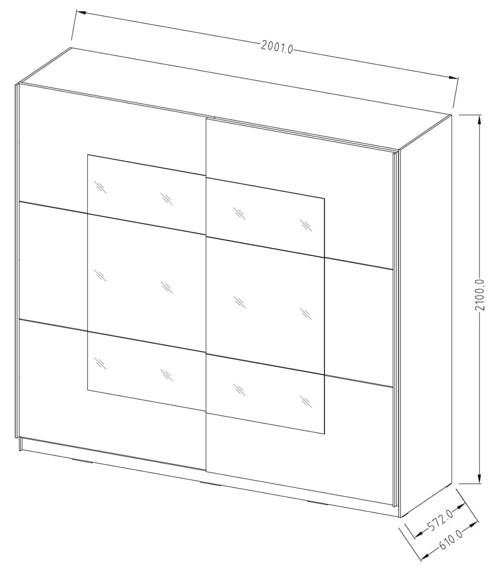 Beta Sliding Door Mirrored Wardrobe - Image 3