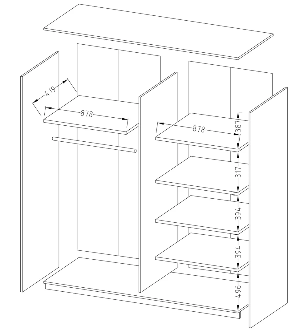 Beta Sliding Door Wardrobe - Image 4