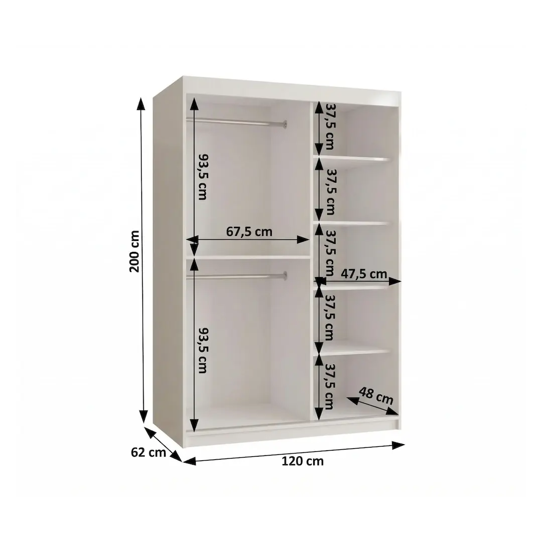 Spoti Sliding Door Wardrobe 120cm - Image 10