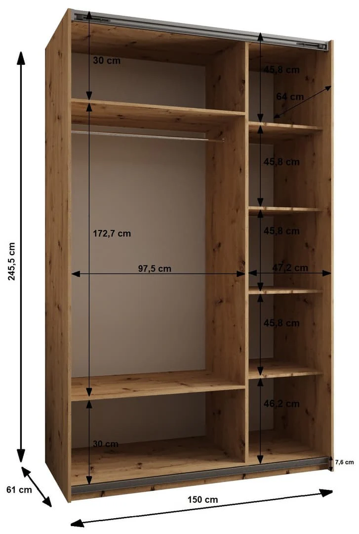 Trosa II Sliding Door Wardrobe 150cm - Image 6