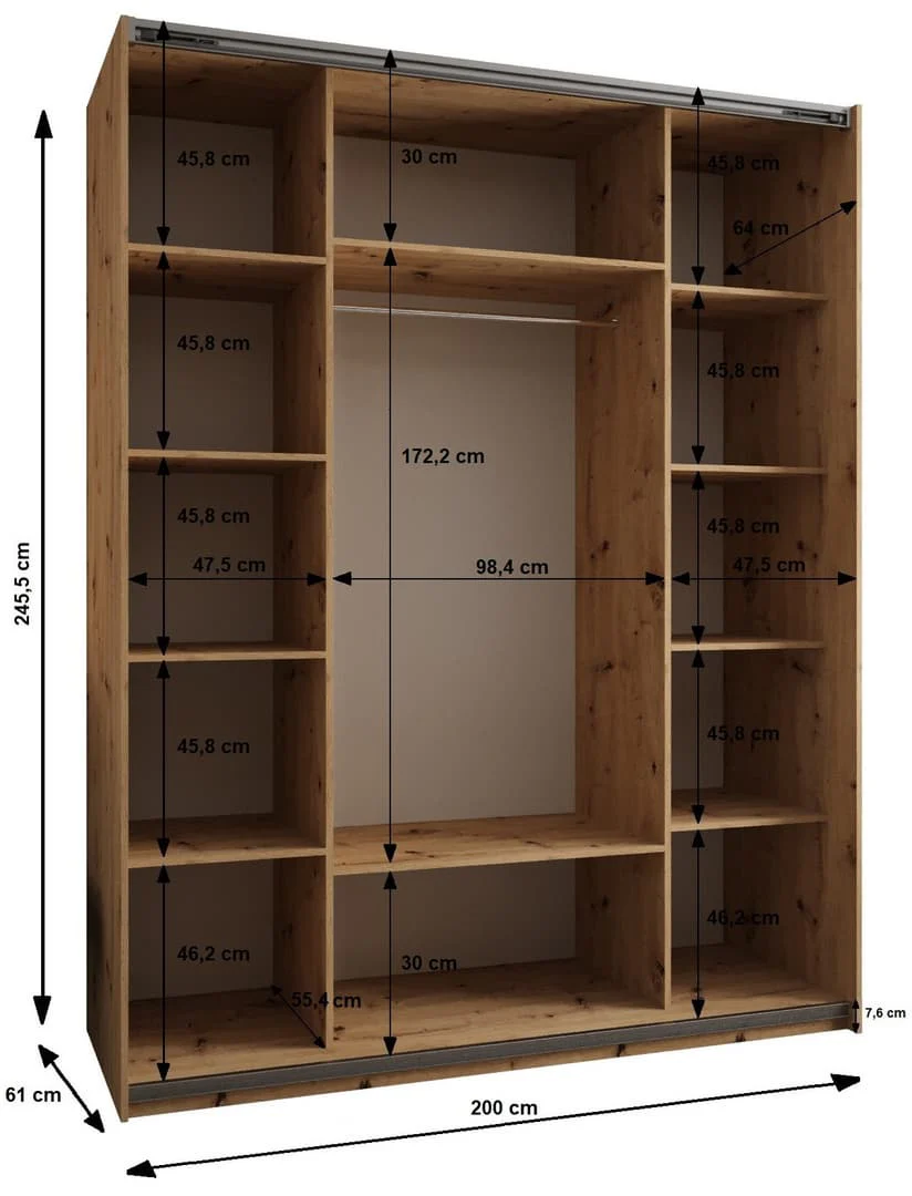 Trosa II Sliding Door Wardrobe 200cm - Image 6