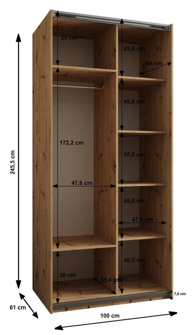 Trosa IV Sliding Door Wardrobe 100cm - Image 4