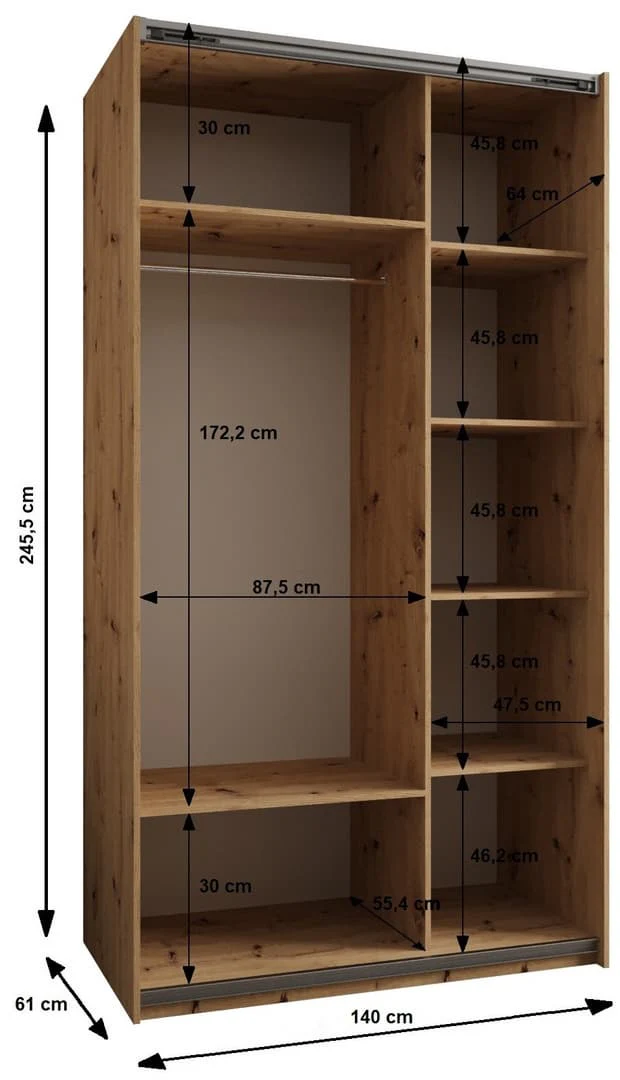 Trosa IV Sliding Door Wardrobe 140cm - Image 4
