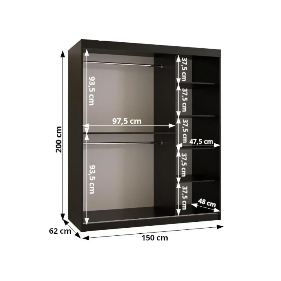 Uppsala T2 Sliding Door Wardrobe 150cm - Image 5