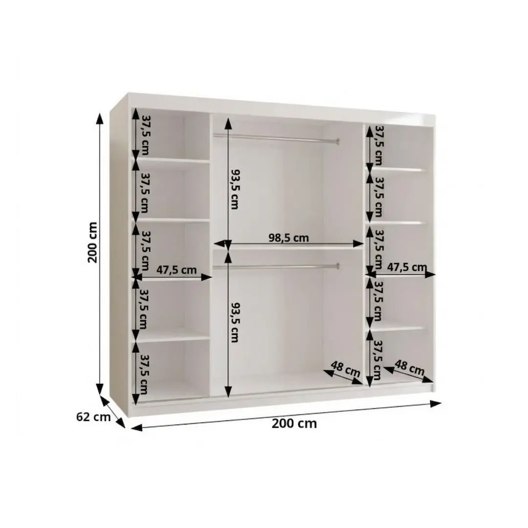 Uppsala T2 Sliding Door Wardrobe 200cm - Image 5