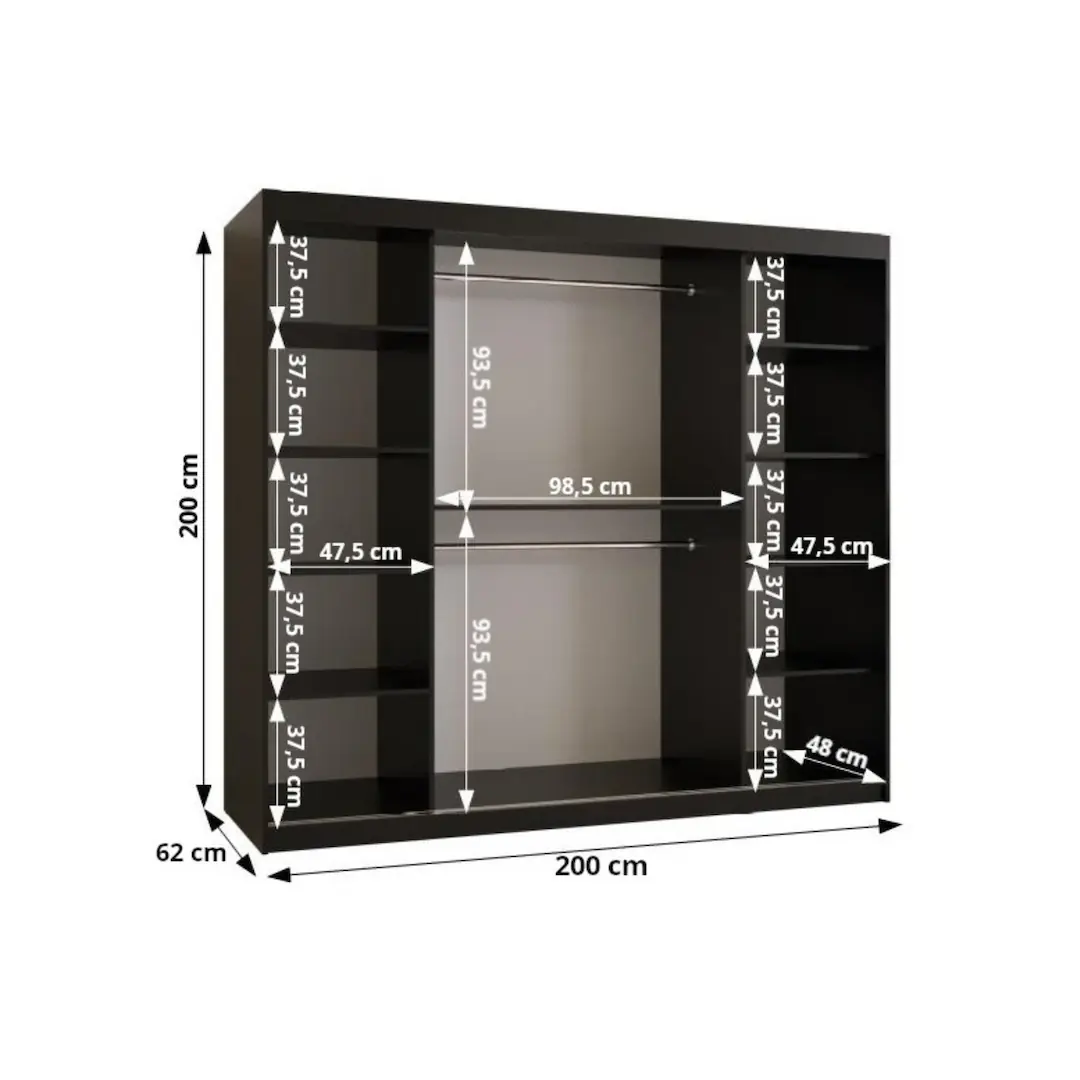 Uppsala V2 Sliding Door Wardrobe 200cm - Image 15