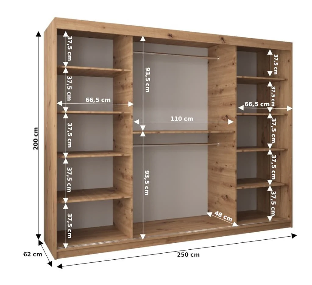 Verona 01 Sliding Door Wardrobe 250cm - Image 8