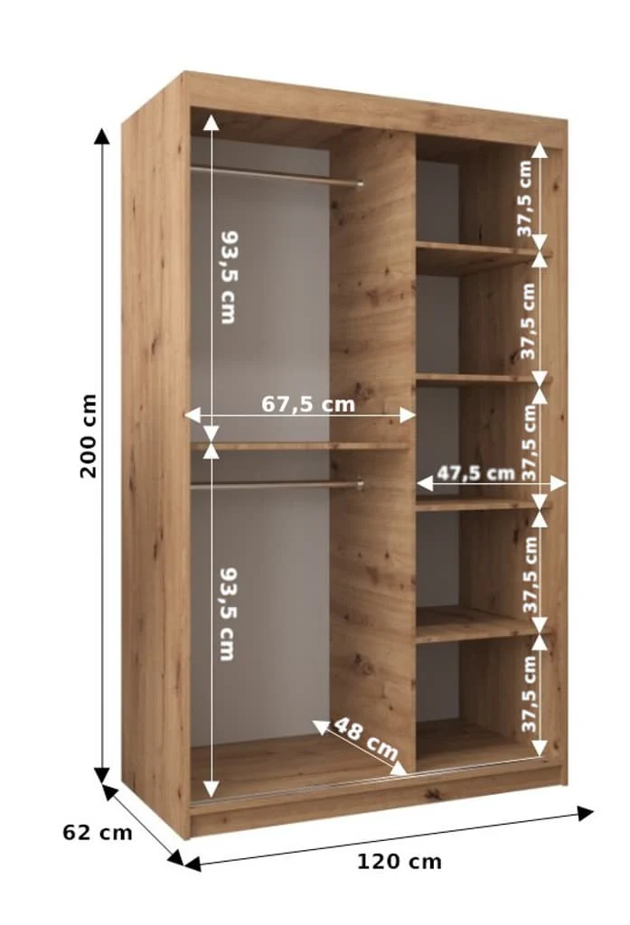Verona 04 Sliding Door Wardrobe 120cm - Image 8