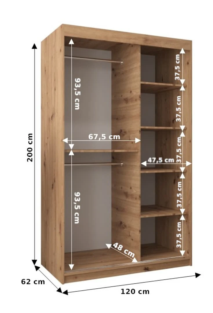 Wave Sliding Door Wardrobe 120cm - Image 4