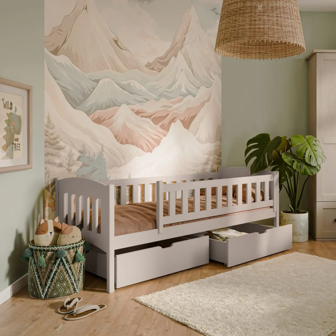 Wooden Single Bed Gucio with Storage - Image 12