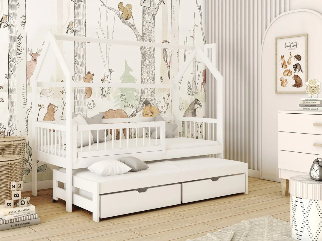 Wooden Single Bed Papi With Trundle - Image 2