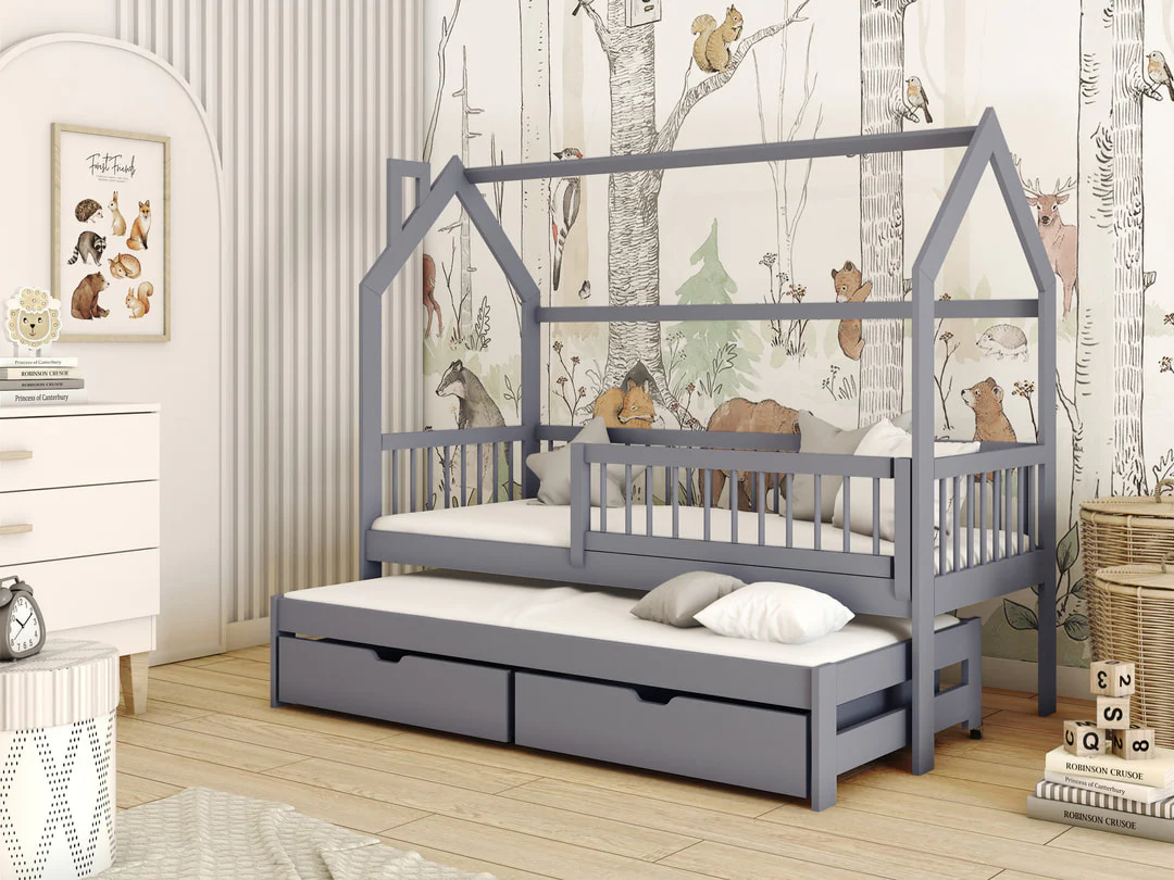 Wooden Single Bed Papi With Trundle - Image 6