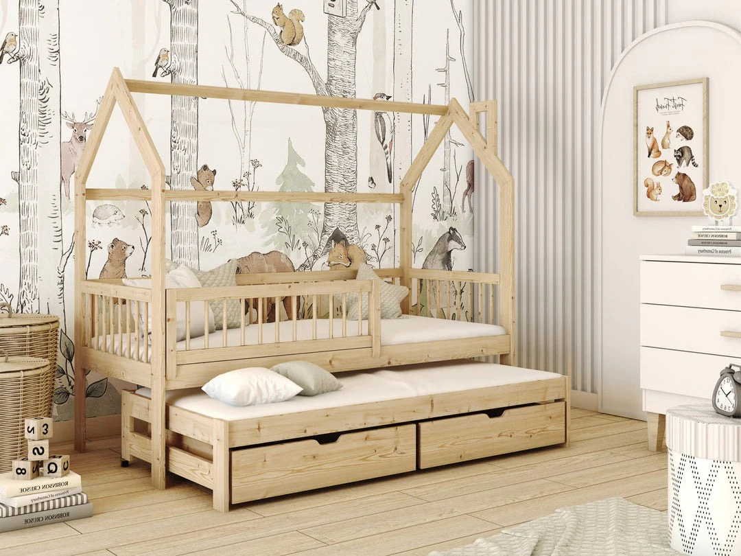 Wooden Single Bed Papi With Trundle - Image 8