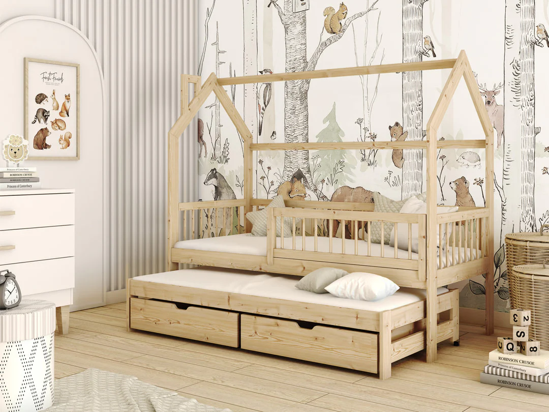 Wooden Single Bed Papi With Trundle - Image 9