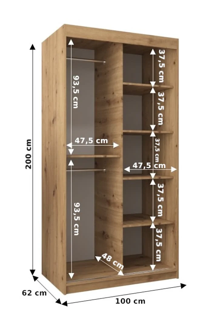 York I Sliding Door Wardrobe 100cm - Image 17
